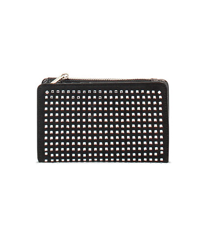 Portafoglio in microfibra nero con strass argento, Valerio 1966, 2451T4041MPNEARUNI, 001