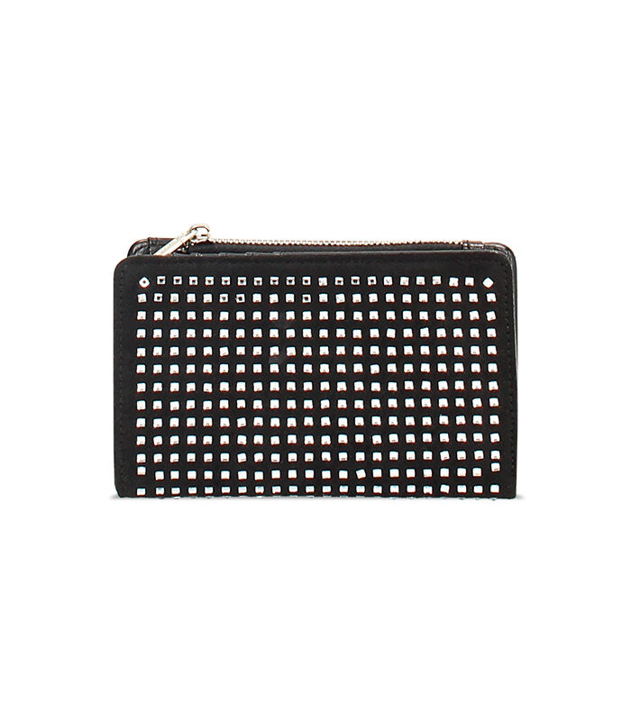 Portafoglio in microfibra nero con strass argento, Valerio 1966, 2451T4041MPNEARUNI