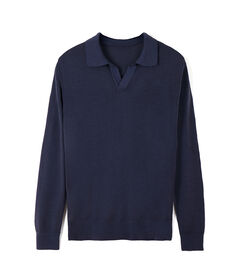 Maglione blu da uomo con colletto, Valerio 1966, 26J2T0021TSBLUEL, 003 preview