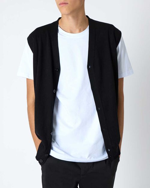 Gilet da uomo in cotone nero, BLACK