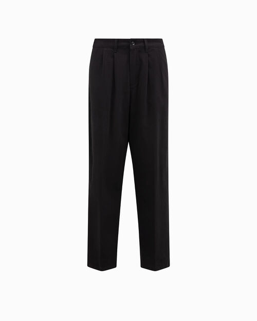 Pantaloni neri con pieghe e vestibilit&agrave; over, BLACK