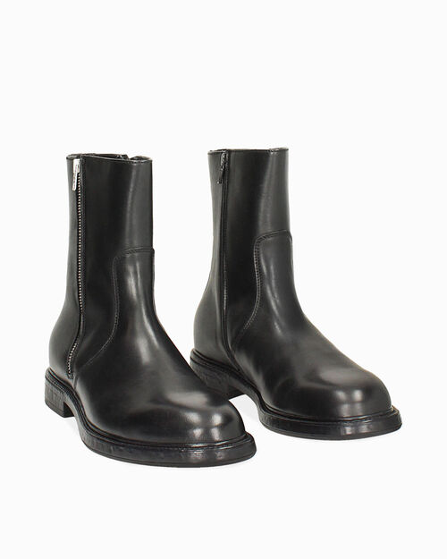 Stivaletti neri in pelle di vitello con zip laterale, BLACK