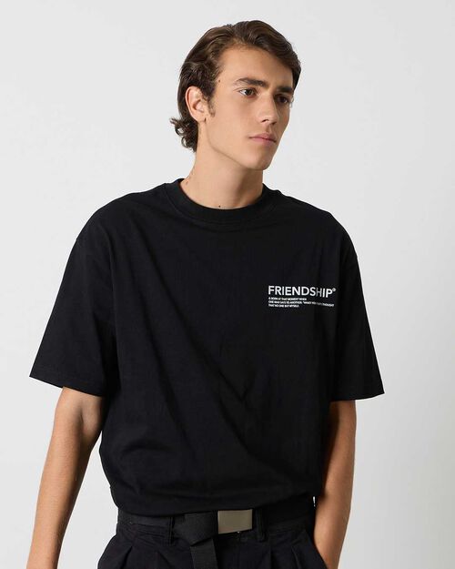 T-shirt da uomo in cotone nero, BLACK