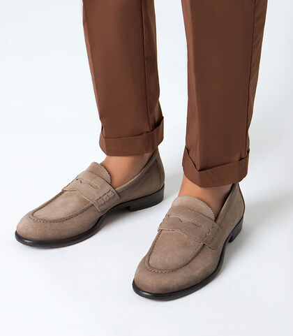 Mocassini da uomo taupe in camoscio, Valerio 1966, 2553T0051CMTAUP039, 002