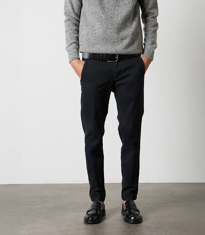 Pantaloni chino neri in tessuto da uomo, Valerio 1966, 26N9T1993TSNERO42, 002