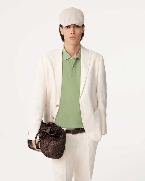 Polo verde colletto a coste, GREEN