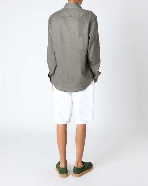 Bermuda da uomo in lino bianco, WHITE
