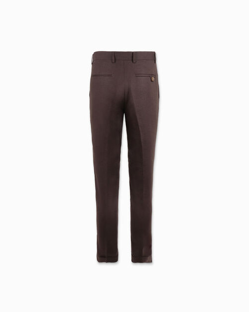 Pantaloni da uomo eleganti in lino marroni, BROWN