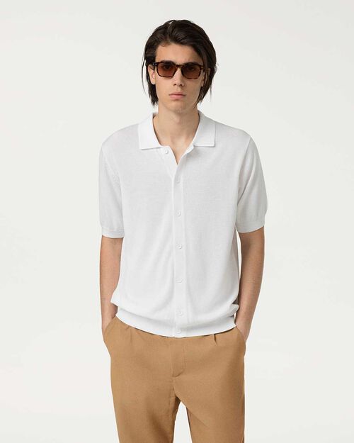 Polo bianca colletto classico, WHITE