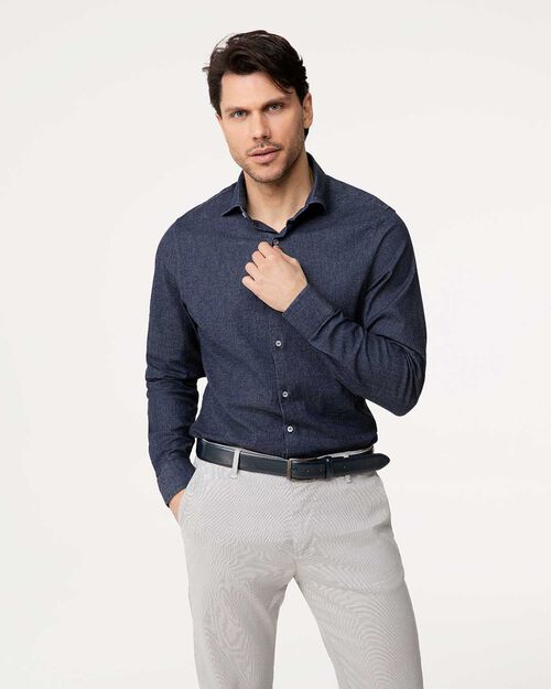 Camicia ml jeans con dettaglio arancione, JEANS