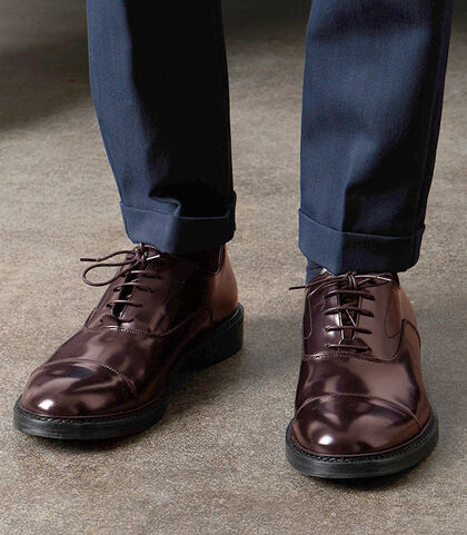 Eleganti allacciati bordeaux in materiale abrasivato, Valerio 1966, 2653T1551APBORD039, 002