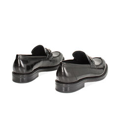 Mocassino nero con morsetto in pelle abrasivata, Valerio 1966, 24N4T6527APNERO043, 003 preview