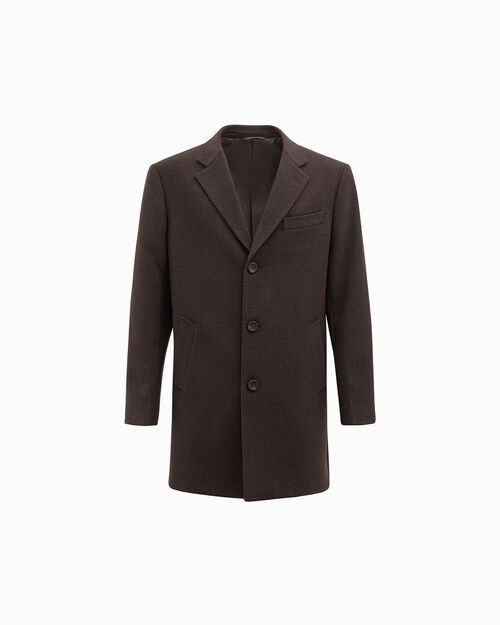 Cappotto marrone chiusura a tre bottoni, BROWN