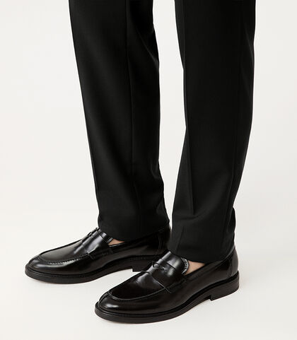 Mocassino nero con cuciture decorative, Valerio 1966, 2777T4007APNERO039, 002