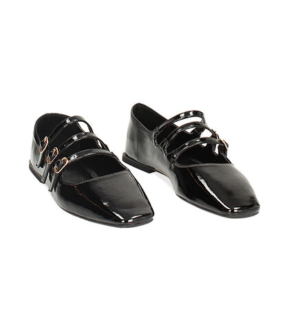 Ballerine multi-cinturino nere in naplak, Valerio 1966, 2449T9505NPNERO035, 002