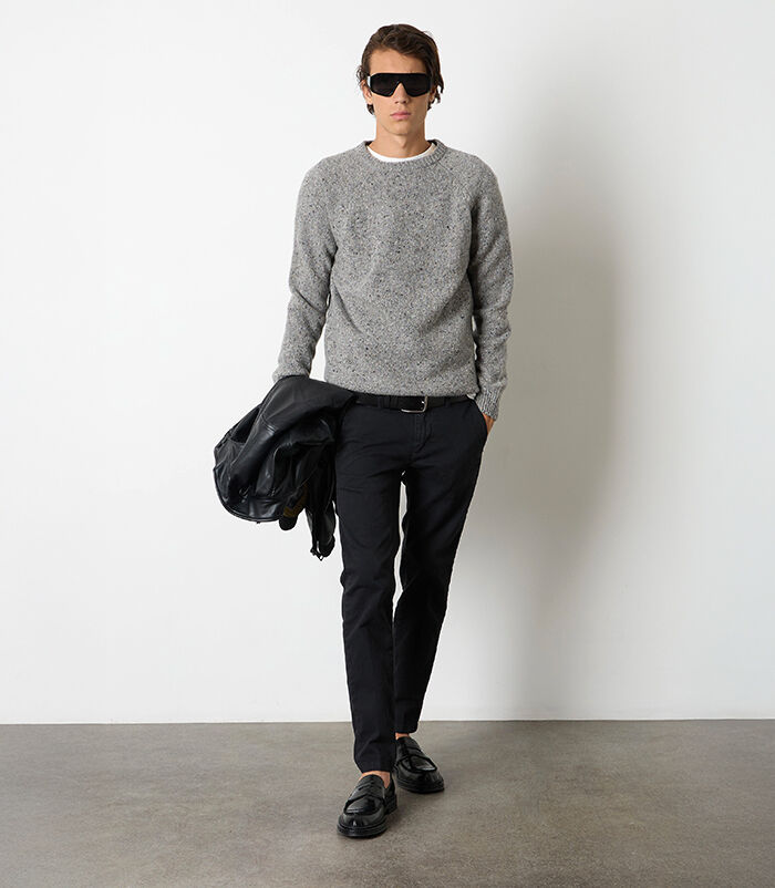 Pantaloni chino neri in tessuto da uomo, Valerio 1966, 26N9T1993TSNERO46