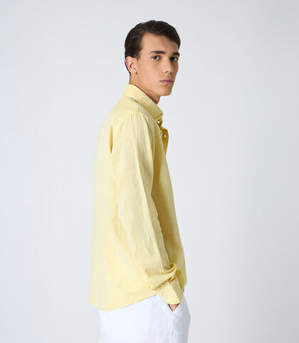 Camicia da uomo in lino gialla, Valerio 1966, 25Z3T2302LNGIAL38, 002