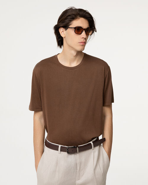 T-shirt nocciola con vestibilit&agrave; regolare, BROWN