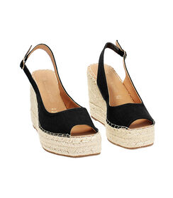 Zeppe donna nere in canvas, Valerio 1966, 25G4T2022CANERO035, 003 preview