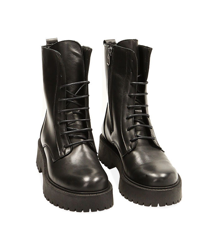 Anfibi donna platform neri in pelle Valerio 1966