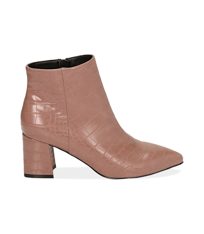 Ankle boots nude stampa cocco, tacco 6,50 cm , Valerio 1966, 1621T3911CCNUDE036