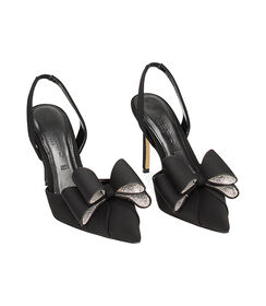 Décolleté slingback nera in lycra, tacco 9,5 cm, Valerio 1966, 2321T6416LYNERO041, 002 preview