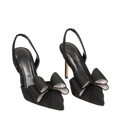 Décolleté slingback nera in lycra, tacco 9,5 cm, 2321T6416LYNERO035, 002