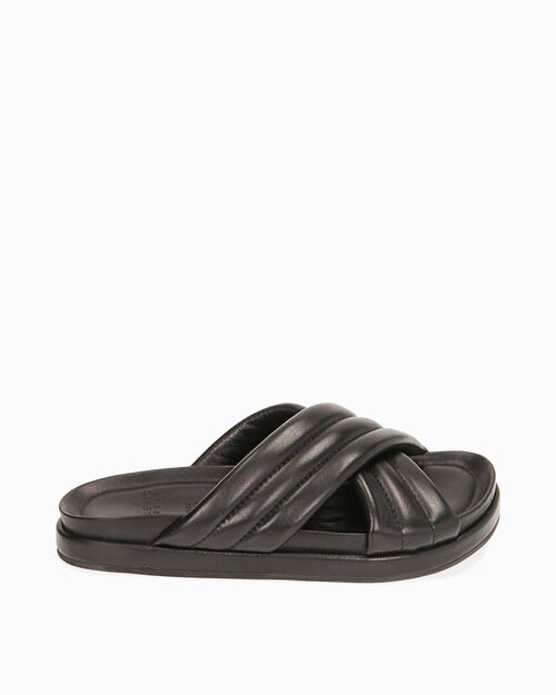 Ciabatte nere in pelle, BLACK