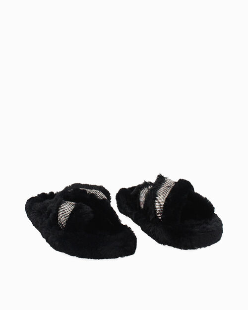 CALZATURA PANTOFOLE FUR NERO, BLACK
