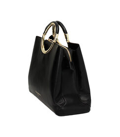 Borsa a mano donna nera con manico circolare, Valerio 1966, 2523T3636EPNEROUNI, 003 preview