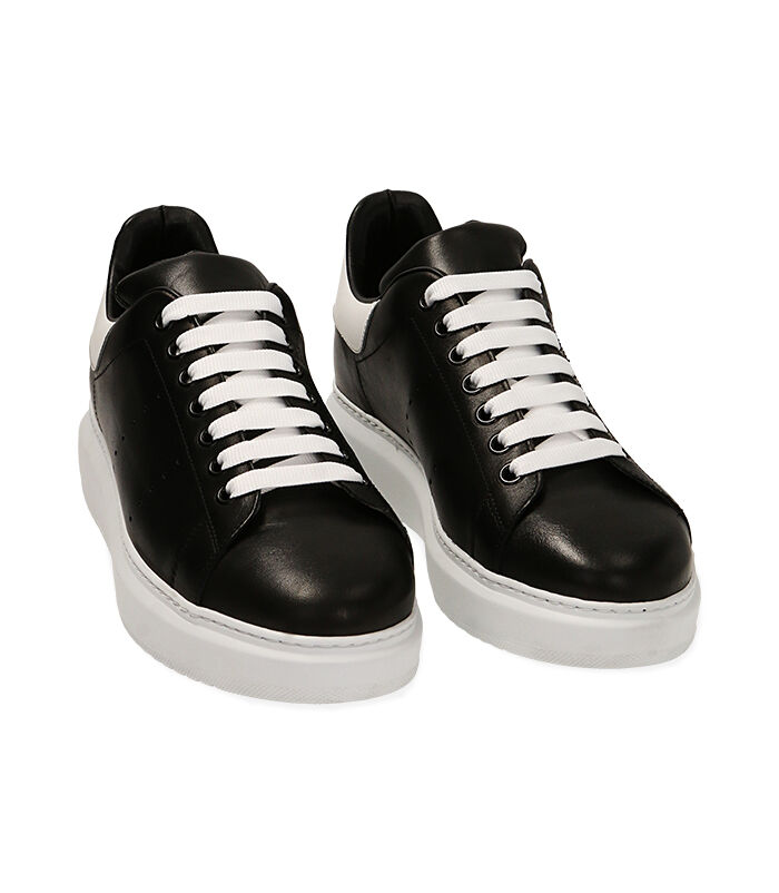 Sneakers nero bianco in pelle