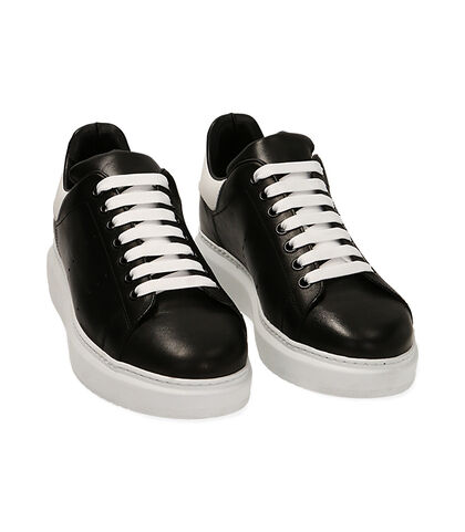 Sneakers nero/bianco in pelle, Valerio 1966, 2199T7603PENEBI039, 002