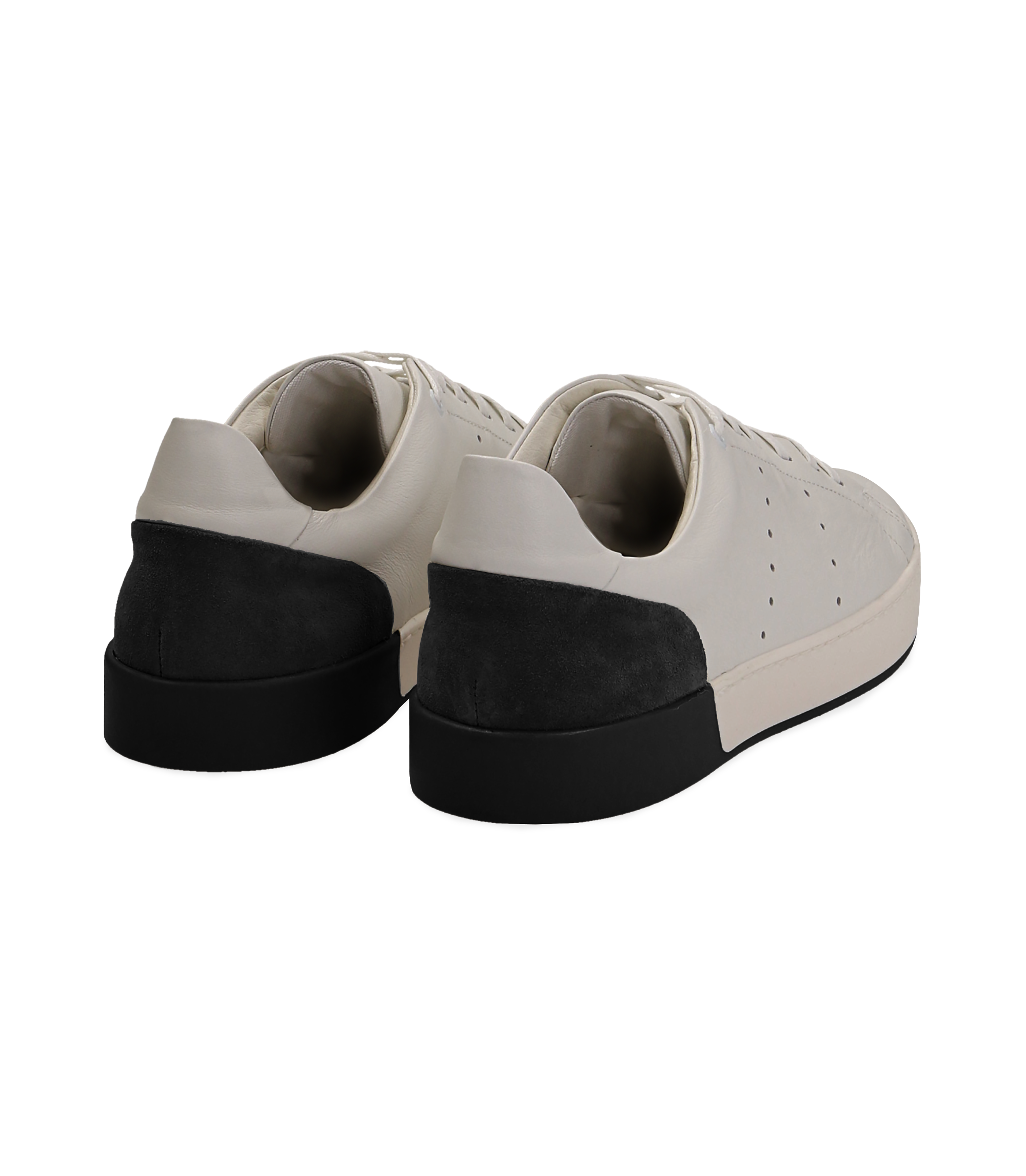 Sneakers bianche in pelle con tallone nero in camoscio | Valerio 1966