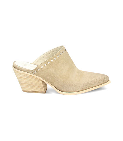 Sabot da donna in camoscio beige, Valerio 1966, 23L6T5006CMBEIG035, 001