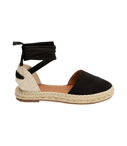 Espadrillas lace-up nere in microfibra, Valerio 1966, 1949T1133MFNERO035, 001