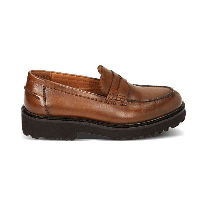 Mocassini cognac in pelle