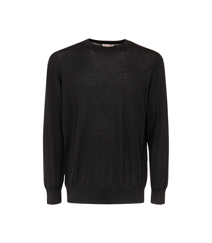 Maglia a maniche lunghe nera con bordi a coste, Valerio 1966, 27U4T4758CONEROI