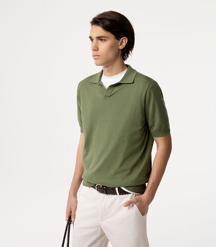 Maglia polo verde oliva con scollo a V, Valerio 1966, 27U4T4757COMILII, 002