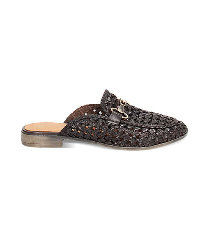 Sabot da donna in pelle intrecciata testa di moro, Valerio 1966, 2514T9029PIMORO035, 001