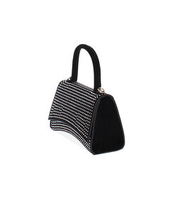 Borsa a tracolla in microfibra nera con pietre argento, Valerio 1966, 2451T6010MPNEARUNI, 002 preview