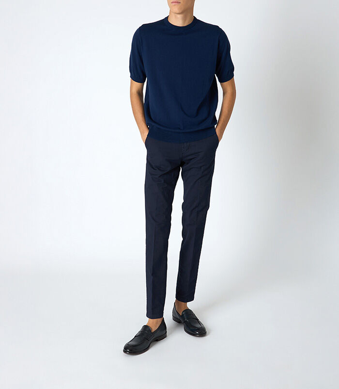 Pantalone da uomo modello chino blu, Valerio 1966, 25N8T5003COBLUE44