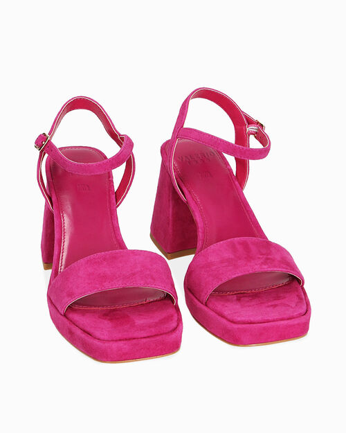 Sandali fucsia in camoscio, tacco 8,5 cm, FUCHSIA