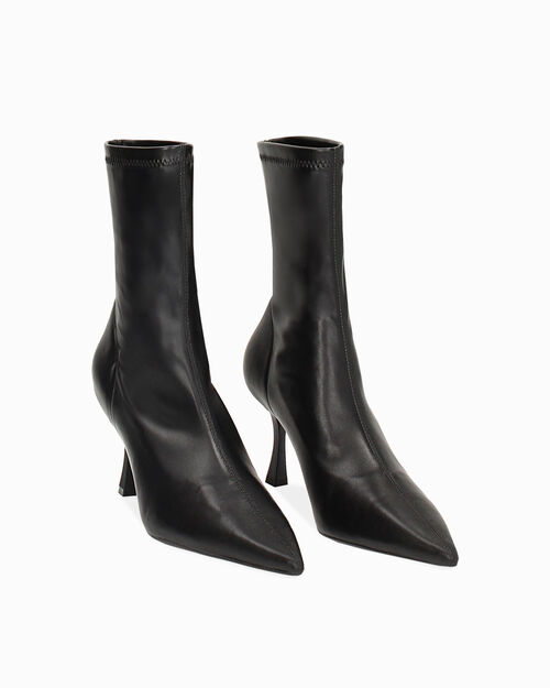 Tronchetto nero elastico, tacco 8 cm, BLACK