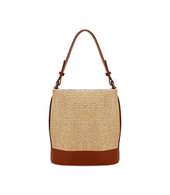 Borsa a secchiello da donna in rafia beige, Valerio 1966, 2523T4558RFBEIGUNI, 004 preview