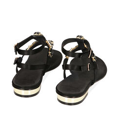 Sandali infradito neri in raso, Valerio 1966, 2149T9992RSNERO039, 003 preview