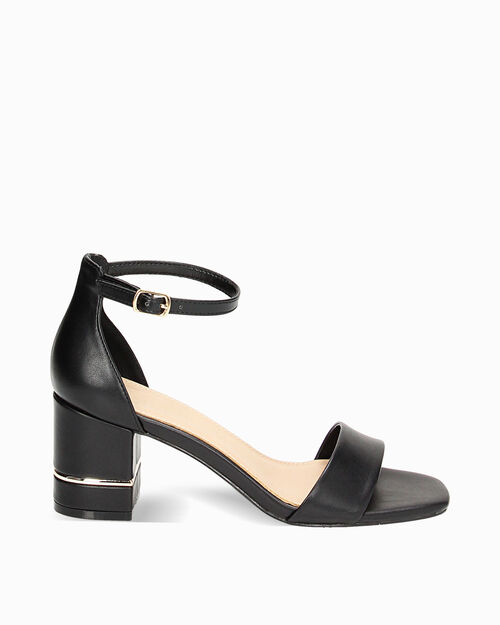 Sandali donna neri, tacco basso largo 8 cm, BLACK