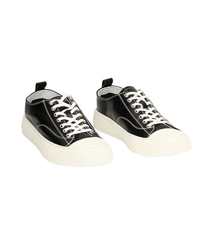 Sneakers nere urban in pelle, Valerio 1966, 23R9T0092PENERO039, 002