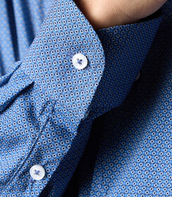 Camicia blu e bianca in cotone da uomo, Valerio 1966, 26Z3T0032COBLBI40, 002 preview