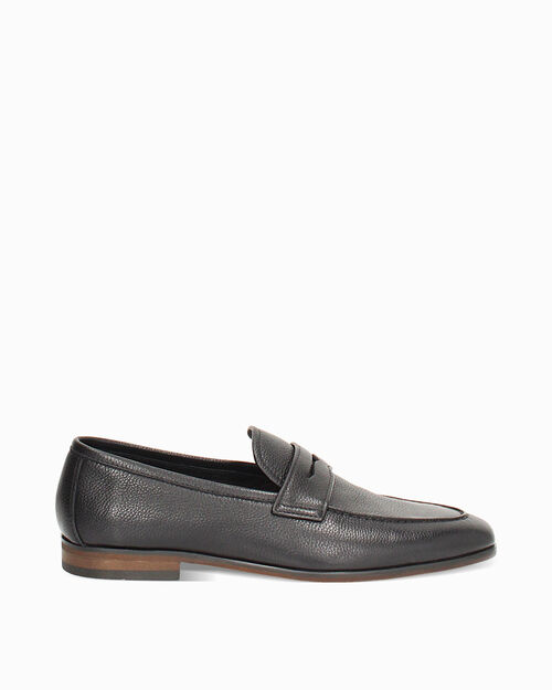 Mocassini da uomo neri in pelle basic, BLACK