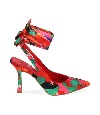 Décolleté lace-up multicolor in raso, tacco 9,5 cm, Nuova Collezione, 2121T6316RSMURO035, 001